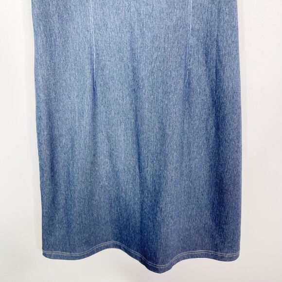 J Mclaughlin Small Blue Maria Stretch Knit Denim Rope Halter Shift Dress Cotton - Picture 7 of 11